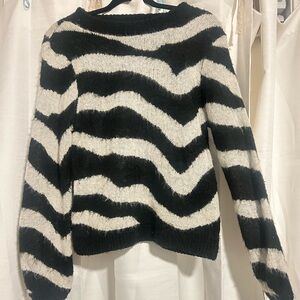 Striped Black and White zebra print Women's Sweater